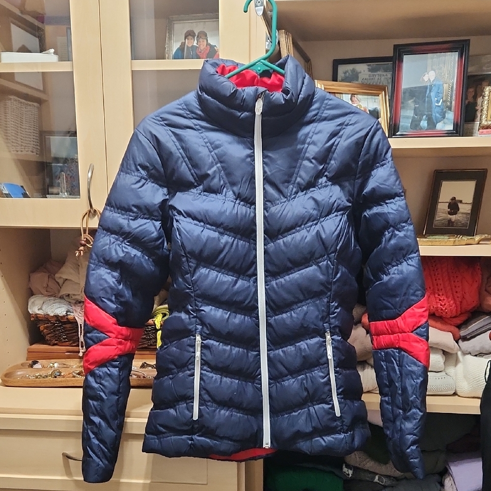 Spyder Women's Blue and Red Puffer Jacket